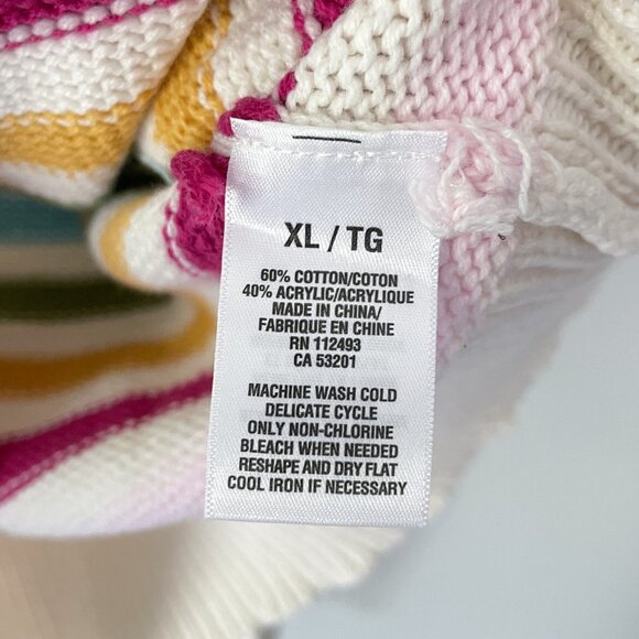 Aeropostale Rainbow Stripe Hooded Sweater Size XL Pullover Buttons NWT Y2K - Picture 10 of 11